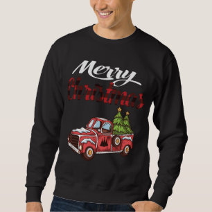 Vrolijk kerstboom vrachtwagen geruite  kerstwagen trui