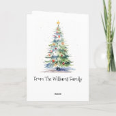 Vrolijk kerstboom Waterverf familie Kaart (Achterkant)