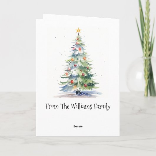 Vrolijk kerstboom Waterverf familie Kaart (Achterkant)