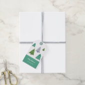 Vrolijk kerstboom Waterverf pastelpatroon Cadeaulabel (Met Touw)