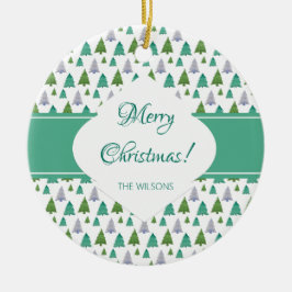 Vrolijk kerstboom Waterverf pastelpatroon Keramisch Ornament