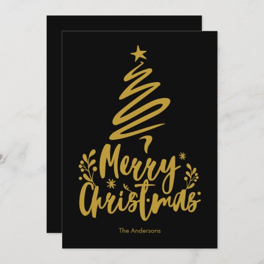 Vrolijk kerstboom zwart kerst Kaart (Voorkant / Achterkant)