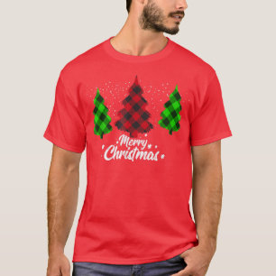 Vrolijk kerstboombuffels met elkaar overeenkomend t-shirt