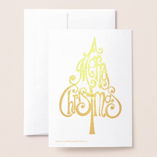 Vrolijk kerstboomcitaat folie kaarten (Met envelop)