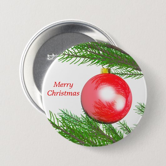 Vrolijk kerstboomdecoratie ronde button 7,6 cm (Voorkant /achterkant)