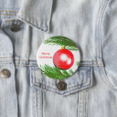 Vrolijk kerstboomdecoratie ronde button 7,6 cm (In situ)