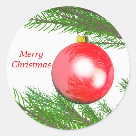 Vrolijk kerstboomdecoratie ronde sticker (Voorkant)