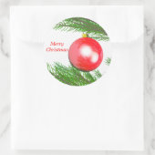 Vrolijk kerstboomdecoratie ronde sticker (Tas)
