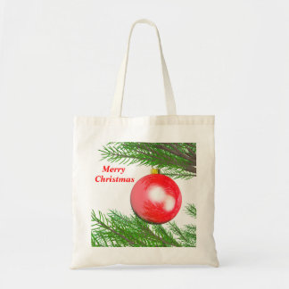 Vrolijk kerstboomdecoratie tote bag