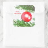 Vrolijk kerstboomdecoratie vierkante sticker (Tas)