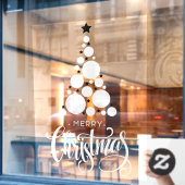 Vrolijk kerstboomfeest Witte sterren Raamsticker (Cafe Raam)