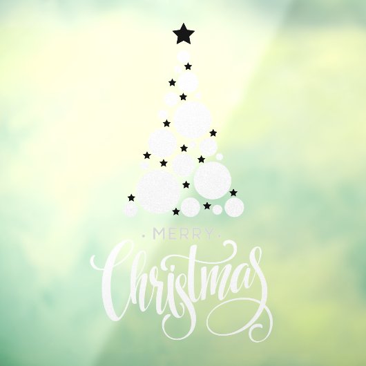 Vrolijk kerstboomfeest Witte sterren Raamsticker (Vel 3)