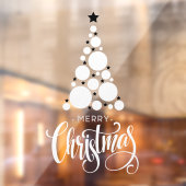 Vrolijk kerstboomfeest Witte sterren Raamsticker (Vel 2)