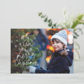 Vrolijk kerstboomje één foto schattig rood feestdagenkaart (Staand voorkant)