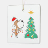 Vrolijk kerstboomkoorts Puppy Dog Santa Hat Cera Keramisch Ornament (Links)