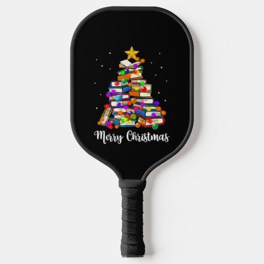 Vrolijk kerstboomlezen Boeken over de Librarian le Pickleball Paddle (Voorkant)