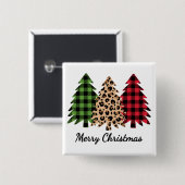 Vrolijk kerstboomluipaartje en twergbomen Magnet Vierkante Button 5,1 Cm (Voorkant /achterkant)