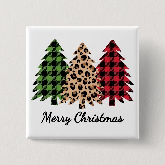Vrolijk kerstboomluipaartje en twergbomen Magnet Vierkante Button 5,1 Cm (Voorkant)