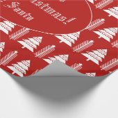 Vrolijk kerstboompatroon Modern Red en White Cadeaupapier (Hoek)