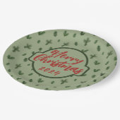 vrolijk kerstboompatroon papieren bordje (Gekanteld)