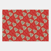 Vrolijk kerstboompinguïns en sneeuwvlokken inpakpapier vel (Voorkant)