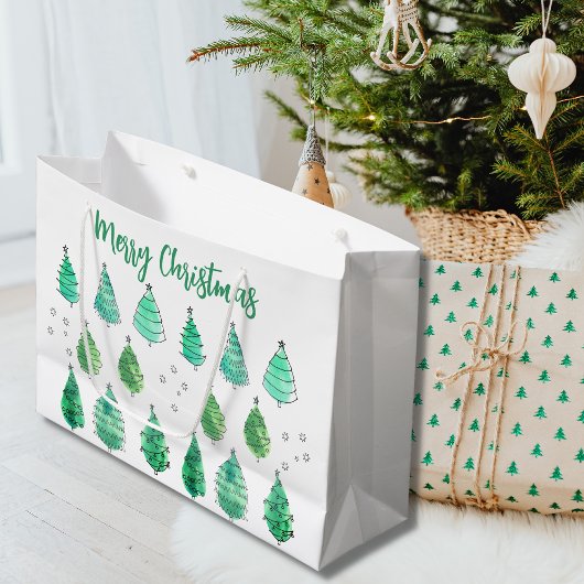 Vrolijk kerstboompje groen groot cadeauzakje