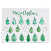 Vrolijk kerstboompje groen groot cadeauzakje (Voorkant)