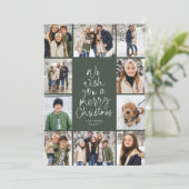 Vrolijk kerstboomplezier 10 fotocollage groen feestdagenkaart (Staand voorkant)