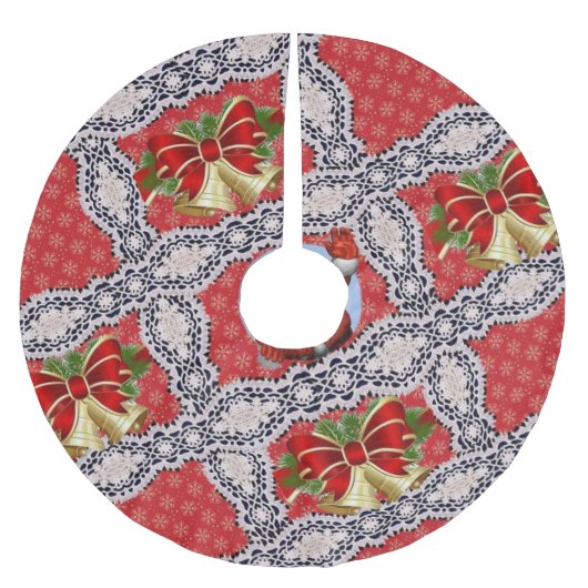 Vrolijk kerstboomrokken met gouden kerstversiering kerstboom rok (Voorkant)