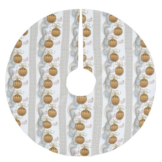 Vrolijk kerstboomrokken met gouden kerstversiering kerstboom rok (Voorkant)