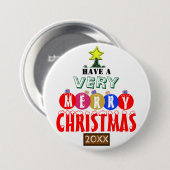 Vrolijk kerstboomrood Blauwe Ornamenten Ronde Button 7,6 Cm (Voorkant /achterkant)