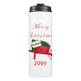 Vrolijk kerstboomrood  kruipertje thermosbeker