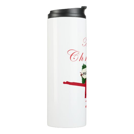 Vrolijk kerstboomrood  kruipertje thermosbeker (Gedraaid links)