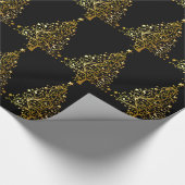 Vrolijk kerstboomsterren zwart Gold Shiny Chic Cadeaupapier (Hoek)
