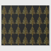 Vrolijk kerstboomsterren zwart Gold Shiny Chic Cadeaupapier (Vlak)
