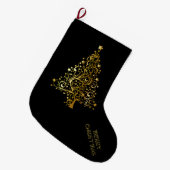Vrolijk kerstboomsterren zwart Gold Shiny Chic Grote Kerstsok (Voorkant (Hangend))