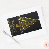 Vrolijk kerstboomsterren zwart Gold Shiny Chic Rechthoekige Sticker (Envelop)