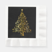 Vrolijk kerstboomsterren zwart Gold Shiny Chic Servet (Voorkant)