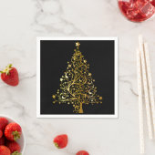 Vrolijk kerstboomsterren zwart Gold Shiny Chic Servetten (Insitu)