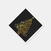 Vrolijk kerstboomsterren zwart Gold Shiny Chic Servetten (Hoek)