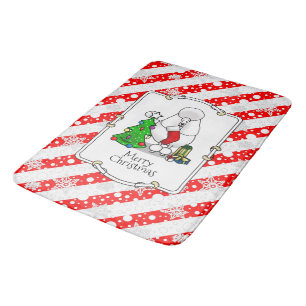 Vrolijk kerstboomtje 2 Poodle (white) Badmat