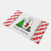 Vrolijk kerstboomtje 2 Poodle (white) Deurmat (Schuin)