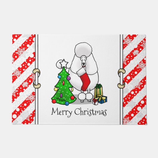Vrolijk kerstboomtje 2 Poodle (white) Deurmat (Voorkant)