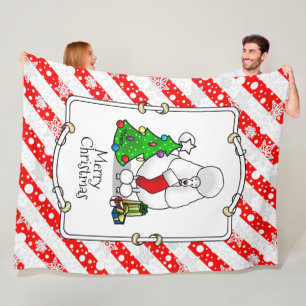 Vrolijk kerstboomtje 2 Poodle (white) Fleece Deken