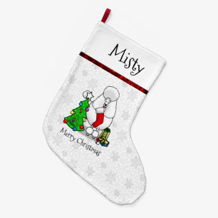 Vrolijk kerstboomtje 2 Poodle (white) Grote Kerstsok