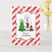 Vrolijk kerstboomtje 2 Poodle (white) Kaart (Gele Bloem)