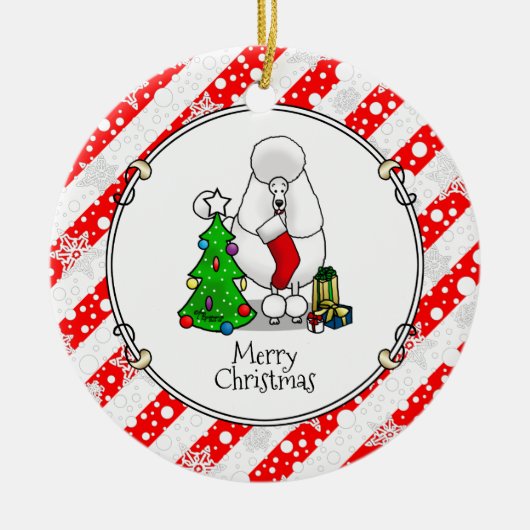 Vrolijk kerstboomtje 2 Poodle (white) Keramisch Ornament (Voorkant)
