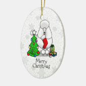 Vrolijk kerstboomtje 2 Poodle (white) Keramisch Ornament (Links)