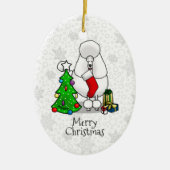 Vrolijk kerstboomtje 2 Poodle (white) Keramisch Ornament (Voorkant)