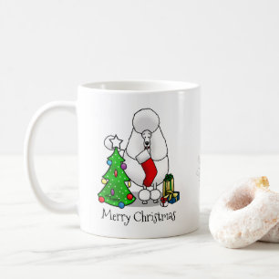 Vrolijk kerstboomtje 2 Poodle (white) Koffiemok